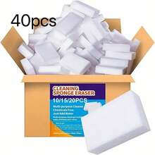 Set de 10/20/40 esponjas mágicas, bloque limpiador de esponja blanca, cepillo blanco para zapatos, almohadilla de espuma de limpieza multiusos para el hogar, esponja para lavar platos para eliminar aceite y grasa, paño de limpieza absorbente, bloque de esponja para limpiar el interior del automóvil, adecuado para muebles, baño, bañera, sofá, fregadero, piso, paredes y otros productos de limpieza y artículos del hogar, listo para usar en escuelas, cocinas, baños, hogares, interiores de automóviles