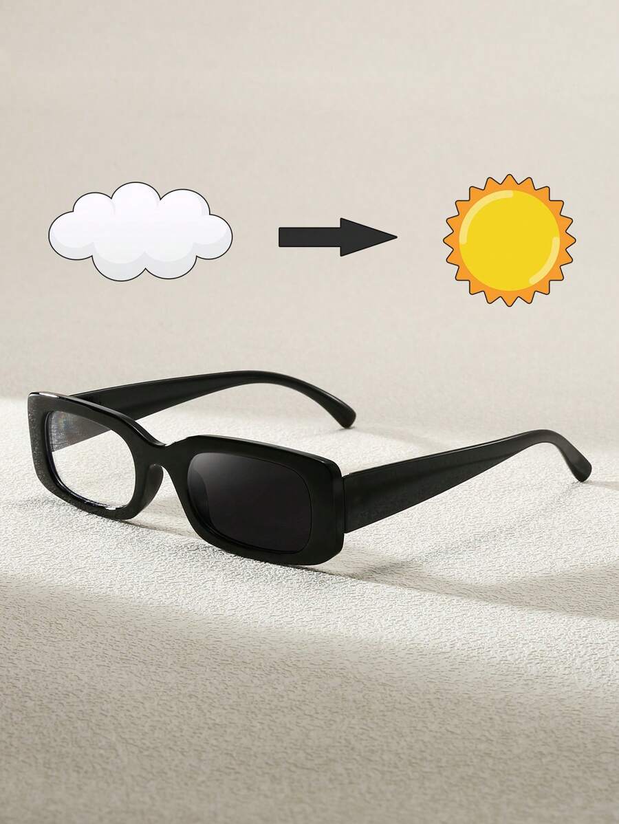 1 件 Y2K 风格方形可爱日常时尚眼镜，带变色镜片，男女通用时尚派对眼镜