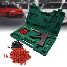 汽车轮胎全套真空胎修理套件（含真空枪）- 简易修理套件、轮胎塞、真空胎修理枪套件、用于轮胎刺破和汽车漏气的蘑菇形塞探头、轮胎塞套件、轮胎修理套件、汽车工具 - 多色 - 查看 10