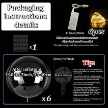 LED發光氣球，6/7/10入組|50.8cm Bobo氣球，帶有6/7/10套3.0m LED燈（不包括電池）|適用於生日、畢業派對、婚禮、情人節、求婚、萬聖節和聖誕節派對房間裝飾 - 黃色 - 查看 9