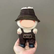 [Clothes Only] 1st/2nd/3rd Generation 17cm Labobo Doll Outfit - Casual Cool Logo Overalls, Bucket Hat Set For Labubu - Multicolor - View 4