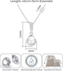 Philip Jones Silver Plated Pearl Drop Necklace Created With Zircondia® Crystals - 1 - 查看 6