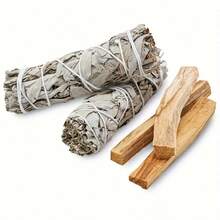 1 PC White Sage Bundles-Palo & 1 PC Holy Wood Santo Sticks Authentic,Peruvian Holy Wood Logs,Palo Santo Stick,Dried White Sage,For Smudging, Healing, Purifying, Meditating & Incense,Home Air Purification
