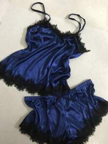 Customizable Sexy Lace Trim Sleepwear Set - Sheer Lingerie With Adjustable Straps, Elegant Couple Loungewear, Romantic Nightwear And Bathrobes For Spa, Hotel, Gym, Home Use