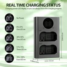 EDEKOY EN-EL15 EN-EL15a Battery ( MH-25, MH-25a Charger) For Nikon D500, D600, D610, D750, D800, D800E, D810, D810A, D850, D7000, D7100, D7200, Z5, Z6, Z7, Z 6II, Z 7II, Z8 Cameras - Black USB-typeC - View 2