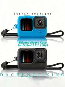 1pc Durable Silicone Protective Case, Designed For GoPro HERO 12/11/10/9 - Full Protective Shell With Lens Cover And Wrist Strap (Suitable For Cycling, Skiing And Vlogging) - Multicolor - View 2