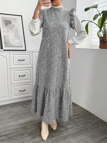 女士休闲系带荷叶边袖口收腰长裙（不含衬衫）、教师装、商务休闲装、返校服、返校节礼服