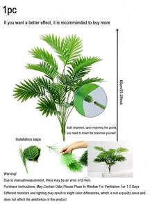 2pcs 65cm Artificial Plants, Fake Palm Tree, Tropical Palm Tree Leaves, UV-Resistant, Greenery Bush Faux Fake Plants, Suitable For Home Wedding Garden, Outdoor, Office Decor, Home Decor, Restaurant Decoration(This Product Is Sent Separately And Needs To Be Assembled By Oneself. Size: 65cm)