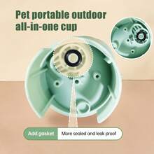 1个便携式狗狗水瓶，聚丙烯防漏宠物饮水杯，带喂食勺，户外遛狗饮水器，宠物饮水器