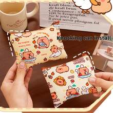 Monedero de capibara con estética Ins, bolsa de almacenamiento con cremallera mini para mujeres, adolescentes y niñas - Auriculares, lápiz labial, toallas sanitarias - Multicolor - Ver 5