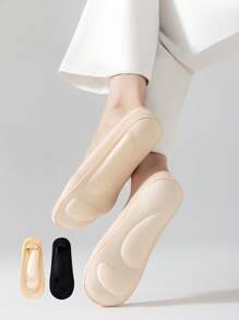 1 Pair Women's Thin Arch Support Cushion Socks, Seamless Non-Slip Breathable Moisture-Wicking Foot Pads, Suitable For High Heels And Flats - Multicolor - View 2