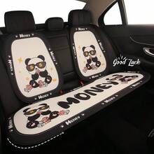 1 件卡通熊猫汽车座椅垫套，通用 4 季女士汽车内饰半套座椅垫 - 均碼 - 查看 11