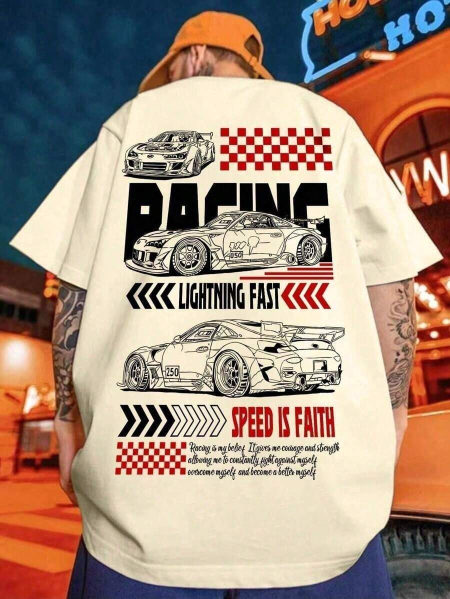 Shirt T-Shirt Car Speed Racing Blouse Women's Men's Unisex - 米色 - 查看 1
