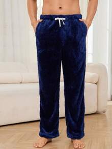 Mens Plush Warm Pajama Pants, Fluffy Soft Fleece Sleep Pant With Pockets Lounge Pj Bottoms For Menhalloween