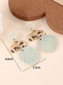 1 对手工制作的陶瓷条纹圆形吊坠耳环，独特，适合度假、派对和日常佩戴