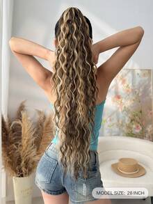 Ekstensi Rambut Ekor Kuda Model Cakar, Rambut Keriting Bergelombang, Bahan Elastis, Hitam/Cokelat, Rambut Panjang Tahan Panas 26 Inci, Cocok untuk Pesta Natal dan Halloween - Ombre Coklat - View 3