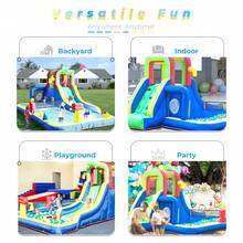 15 Ft Inflatable Castle Water Slide For Kids, (With Blower), Backyard Inflatable Pool, Water Gun, 8-In-1 Game, Summer Fun Games, Dry Wet Use, 15 X 8 X 6 Ft - 彩色 - 查看 4