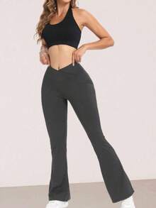 女士喇叭瑜伽裤，高腰修身紧身裤，弹力健身紧身裤，适合健身房锻炼跑步户外运动，透气速干提臀