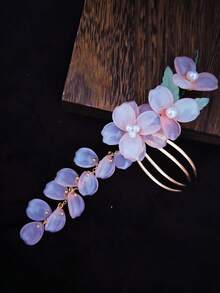 1 pièce Pince à cheveux style coréen élégante avec fleur d'hibiscus rouge/fleur hawaïenne et pompon, 8 cm de long, résistante à la décoloration, à la mode & exquise, convient pour le port quotidien des femmes & des filles, peut être utilisée comme accessoire pour cheveux ou coiffe, peigne à cheveux, peigne latéral - multicolore - Voir 13
