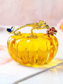 1 buc. Figurină de dovleac din sticlă lucrată manual, de colecție, potrivită pentru casă, birou, sufragerie - utilizare în interior și exterior, excelentă pentru decor de Paște, cadou de ziua de naștere, Ziua Îndrăgostiților, cadou, plante artificiale