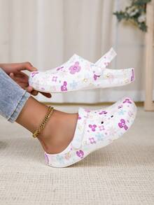 可调节宽松平底凉鞋，适合花园、旅行、海滩、包头 - 彩色 - 查看 2