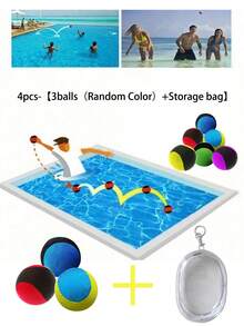 1/3/5个装耐用水上弹力球 - 高回弹橡胶材质，亮丽蓝/黄/黑波点设计，直径2英寸 | 适用于泳池游戏、沙滩活动、湖边休闲、成人水中健美操 - 彩色 - 查看 4