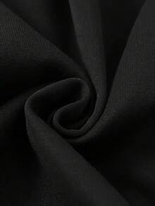 Sudadera con capucha sin mangas de unicolor casual con cordón y cremallera - Negro - Ver 4