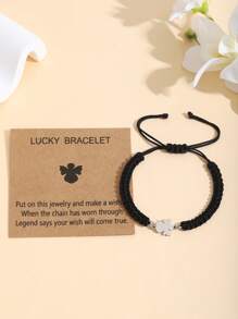 ZIRUISP 1pc Stainless Steel Little Angel Bracelet Adjustable Braided Jewelry Bracelet Couple/Friend Matching Rope Color Hand Chain , Delicate Hand Chain For Daughter/Girlfriend, Symbolize Love & Friendship Gift