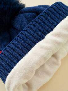 1 件儿童恐龙图案帽子，幼儿男童女童单球针织帽，适合秋冬季日常使用 - 彩色 - 查看 3