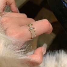 1pc Minimalist Luxury French Design Full Diamond Letter H Ring, Fashionable & Versatile