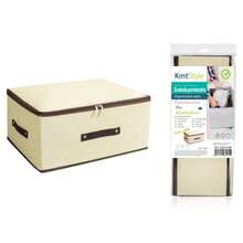 1 Piece Storage Box With Zipper Non-Woven Storage Box, Large Household Clothing Cotton Quilt Storage Bag Storage Box - Beige Storage Box With Zipper - View 3