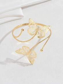 1pc Women's Metal Butterfly Unique Arm Cuff, Suitable For Daily Wear