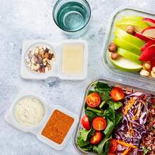 20 Set Reusable Snack Containers, 2-Compartment Dipping Containers With Lid For Refrigeration, Portion Control, Outdoor Takeaway Sauce Dip Case - Clear - View 7