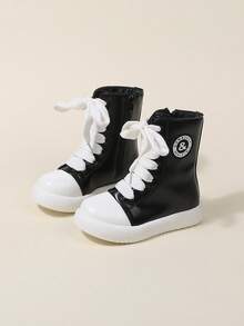 1 Pair Children's Boots, New Korean Style Autumn/Winter Short Boots, Waterproof Mid-Calf, Girls Baby Leather Boots, Fashion Shoes