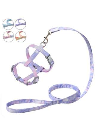 猫咪胸背带和牵引绳套装 - 可调节渐变式幼猫胸背带，防逃脱胸背带配牵引绳，舒适柔软轻便，使用方便，适合小型、中型和大型猫咪户外散步旅行