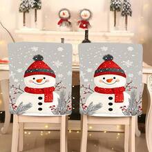 1pc/4pcs/6pcs/10pcs Christmas Series, Snowman & Snowflake Print Plush Chair Cover, Removable Short Plush Material Chair Slipcover, Chair Back Protector, Suitable For All Seasons, Holiday Decor Chair Cover For Dining Room, Living Room, Home, With Back Protection, Fit For Dining Room, Office, Living Room, Hotel And Home Decor - ZYBT-182 - View 12