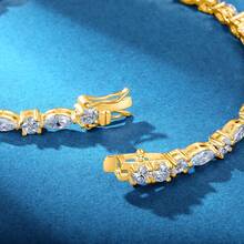 MDFUN 1 chiếc vòng tay tennis hình mắt đính kim cương và đá Cubic Zirconia mạ vàng thanh lịch, phù hợp cho nữ - Vàng - Xem 4