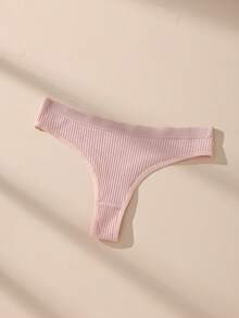 14 Pieces Of Women's Underwear Low Waisted Cotton Thong - Soft And Breathable V-Shaped Pants, Solid Color Simple Women's Underwear, Sexy Triangle Pants, 7 Solid Color S-XL Sizes To Choose From, Ribbed Elastic Comfortable Non Transparent Casual Wear, Daily Essential, Fashionable Style, Soft And Breathable, Modern Women's - 彩色 - 查看 5