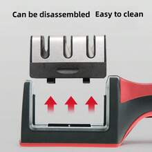 1件装多功能三段式手动磨刀器，钨钢厨房磨刀工具