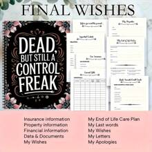 1 件生命终结计划工作簿 - “已死但仍在掌控”葬礼计划指南，遗嘱准备和最终愿望，带有记忆纪念页的分步遗产日记本，任性组织 | 幽默计划者 | 英语教科书，持久遗产日记本，用于学校用品，返校