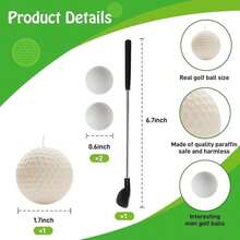 Golf Ball Birthday Candles, Golf Cake Topper & Mini Golf Club For Golf Birthday Party Decorations (White, Putter) - White - View 2