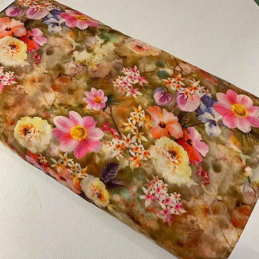 Floral Print Viscose Fabric, 58 Inch Wide, Custom Dressmaking Material For Salwar Kameez, Soft Breathable Sewing Fabric By The Meter, DIY Clothing & Craft Supplies - [E] 金 1 米 - 查看 1