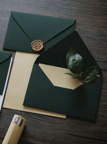 16pcs/Set, 3pcs Envelopes, 10pcs Letter Papers, 3pcs Wax Seals, Office Envelopes, Office Supplies, Bridesmaid Proposal Gift, Wedding Invitation Cards, Premium Green Envelope Card Paper, Stationary, Gifts For Him, 40th Birthday Gift, Personalized Gifts, Saudi National Day Gifts, National Day Giveaways, Friend Gift Cards, Envelopes, Letter Papers, Wax Seals - Advanced Dark Green - View 2