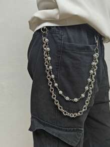 Retro Pearl Skull Pants Chain Fashionable Men And Women One's Waist Luxury Accessories Multifunctional Pearl Chain For Bag Two Types Of Pearls Are Randomly Sent With The Same Length.