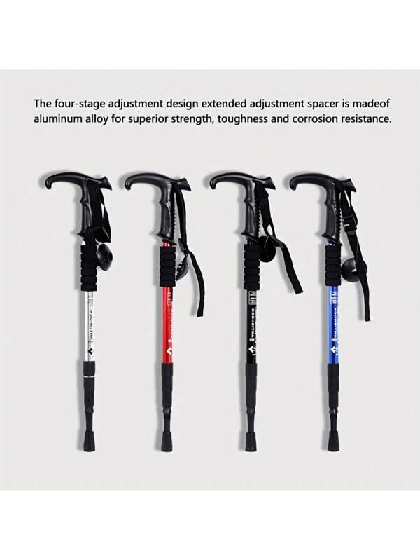 1 Lightweight Walking Stick - Anti-Slip T-Handle Three-Section Adjustable Trekking Stick, Telescopic Shockproof Walking Stick Suitable For Elderly Men And Women - Travel Hiking Essential, Mountaineering Equipment, Elderly Walker, Outdoor Adventure Equipment, Trail Running Support, City Commuting Cane, Photographer's Hiking Stick, Dog Walking Stabilizer, Forest Adventure Tool, Camping Backpacking Snow Hiking Accessories