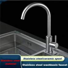 1pc High Quality Stainless Steel Kitchen Faucet, Kitchen Sink Cold & Hot Water Tap, 360° Swivel Splash-Proof Faucet, Bathroom Sink Stainless Steel Tap
