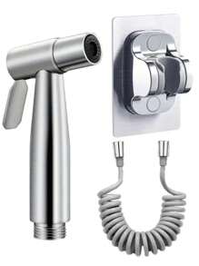 Set de 3 pulverizatoare de bideu portabile, pulverizator de bideu pentru toaletă montat pe perete cu debit de apă reglabil, furtun flexibil de 79 inci și suport, pentru curățarea băii, igiena personală și spălarea toaletei, sporește confortul curățării băii, instrument de curățare multifuncțional, accesoriu esențial pentru baie