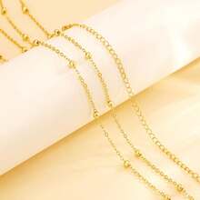 1 Piece Women's Belly Button Chain Waterproof Body Chain Women's Adjustable Waist Bead Chain Belt Layered Sexy Bikini Bra Beach Body Jewelry Suitable For Girlfriends Small Gifts - 金色 - 查看 3