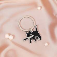 Elegant Cat Keychain Gift For Women - Adorable Black Cat Keyring, Purr-Fect Present For Cats Lovers, Unique & Funny Kitty Accessories - 黑色 - 查看 6