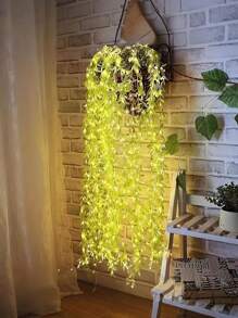 2m 20-LED Green Artificial Leaf Garland String Lights, Suitable For Gift Wrapping, New Year Gifts, Wedding Dessert Tables, Cake Decorations, Birthday Parties, Holiday Decorations (Battery Powered) - Green - View 4